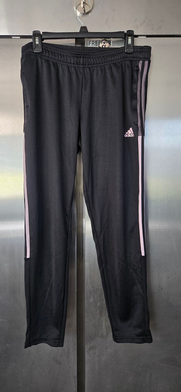 Adidas Women's Black Pink Stripe Track Pants Size L Primegreen
